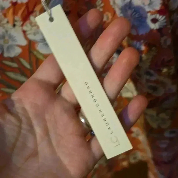 Lauren Conrad Floral Ruffle Sleeve Blouse M Orange Rust/White Boho Style - Picture 3 of 6